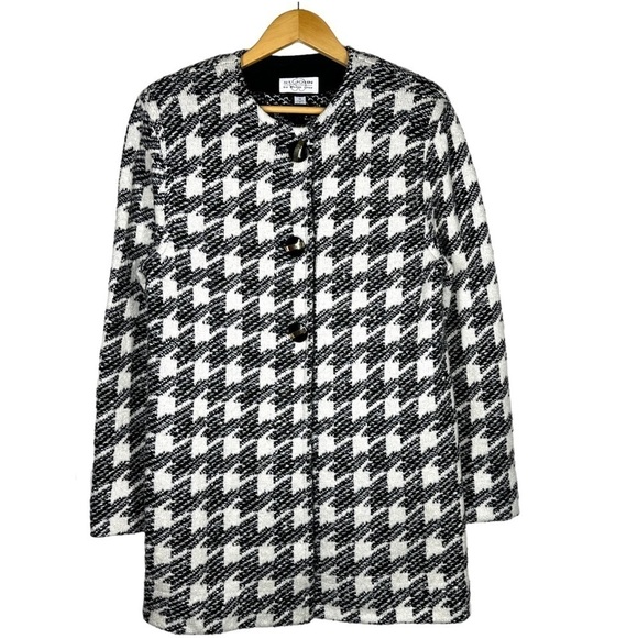 St. John by Marie Gray Big Button Houndstooth Knit Jacket Topper 10 - Picture 1 of 10